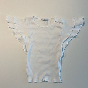 Zara Ruffle Ribbed Shirt
